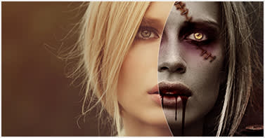 girl before after zombie