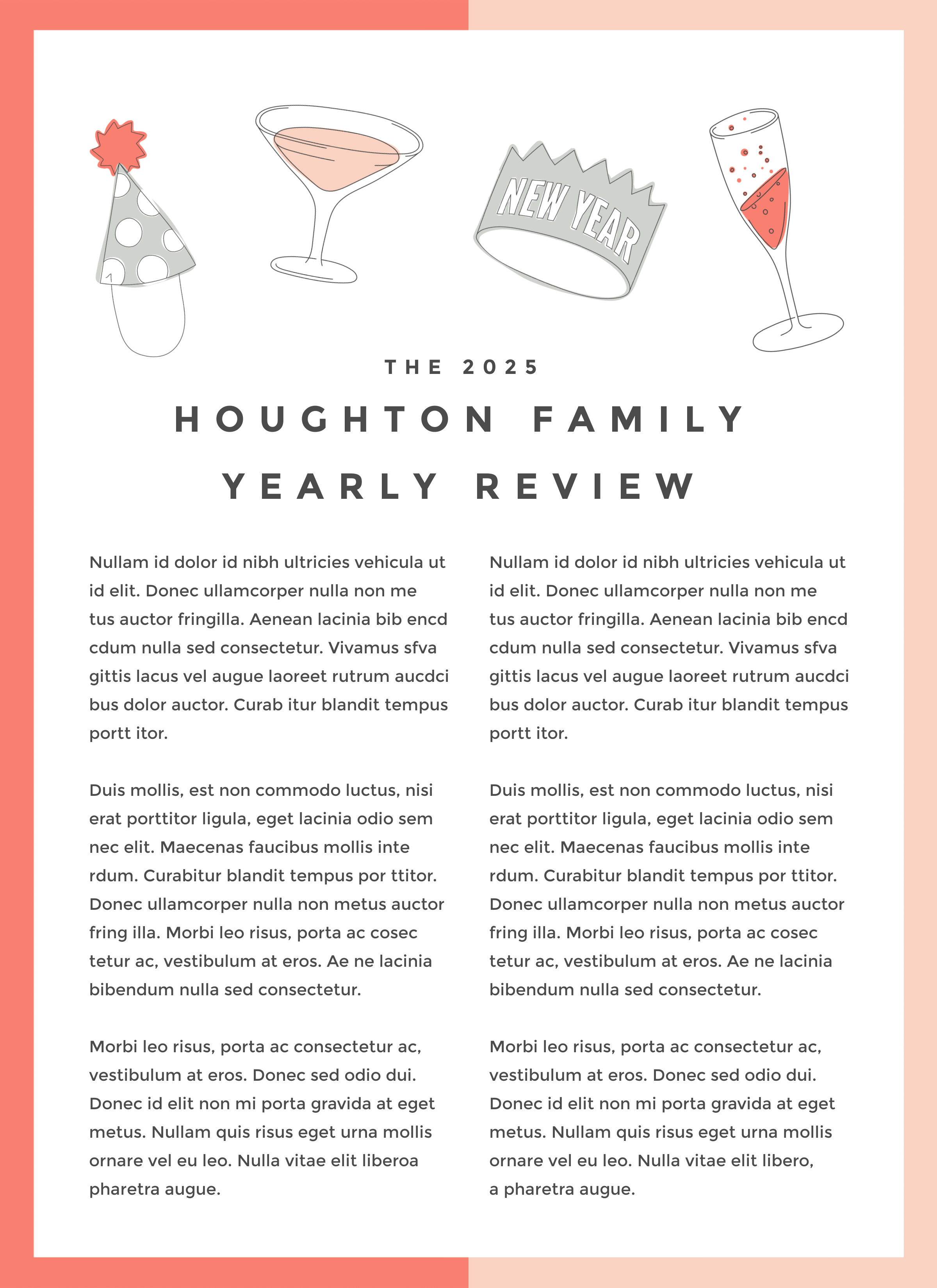 PicMonkey newsletter template for family use