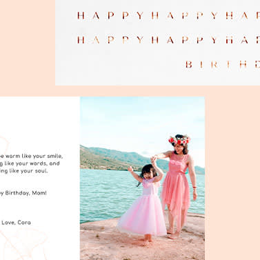 Snippets of PicMonkey birthday card templates set against peach background.