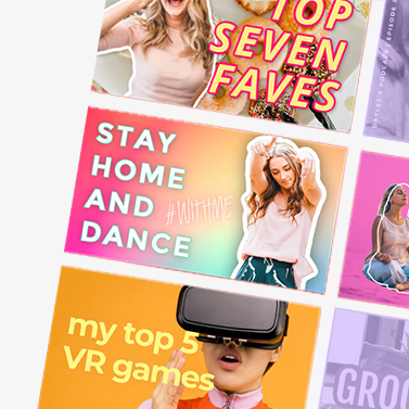 Varios ejemplos de banners de YouTube, todos disponibles para personalizar en PicMonkey.