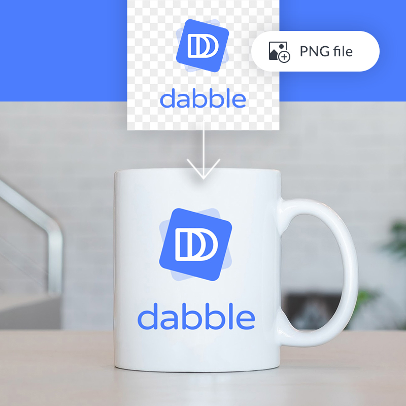 PNG logo file made in PicMonkey and added to coffee cup product.