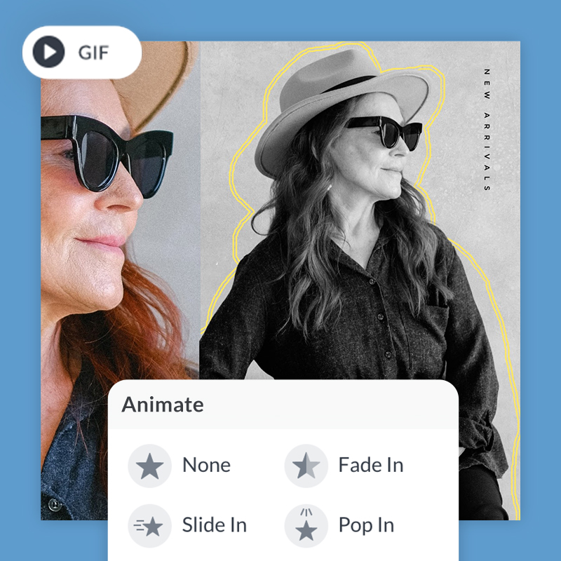 PicMonkey's animation effects for turning images into GIFs.