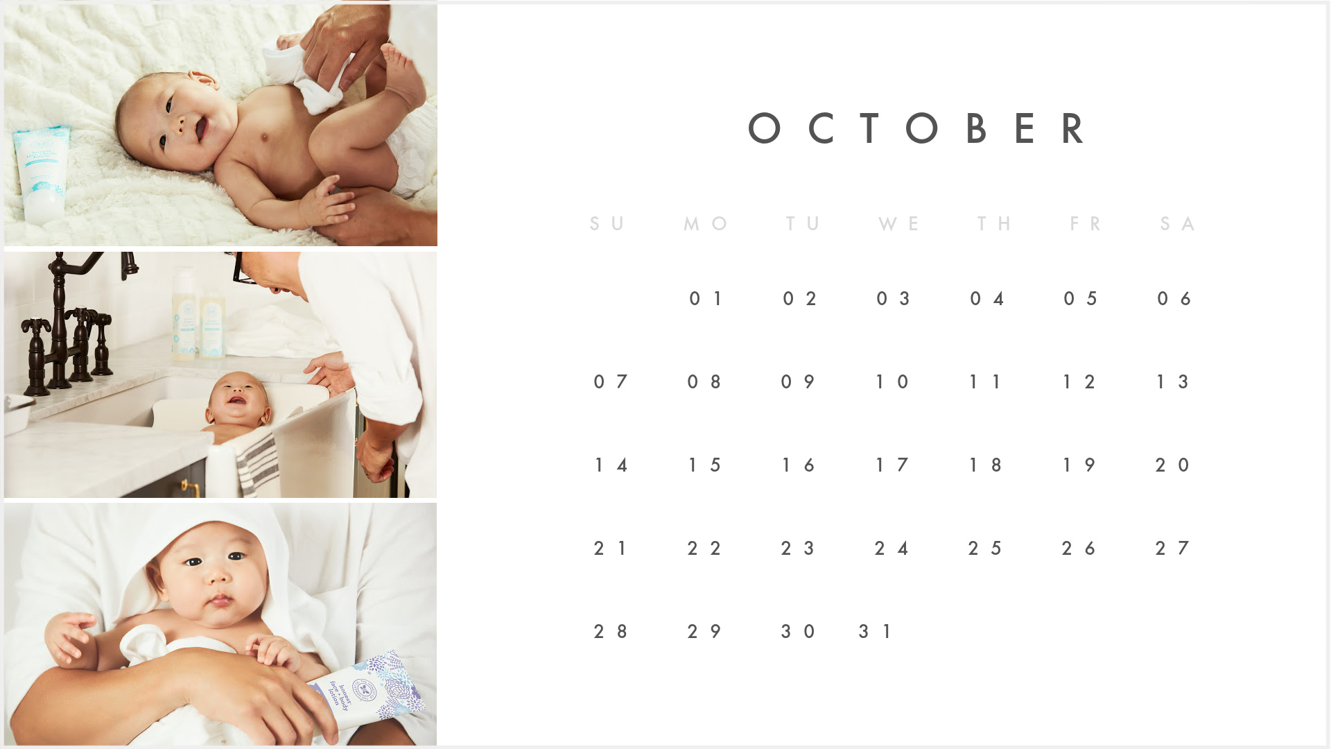 new baby photos printable monthly calendar template