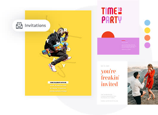 Colorful invitation templates available in PicMonkey.