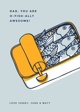Father's Day card template with can of sardines graphic