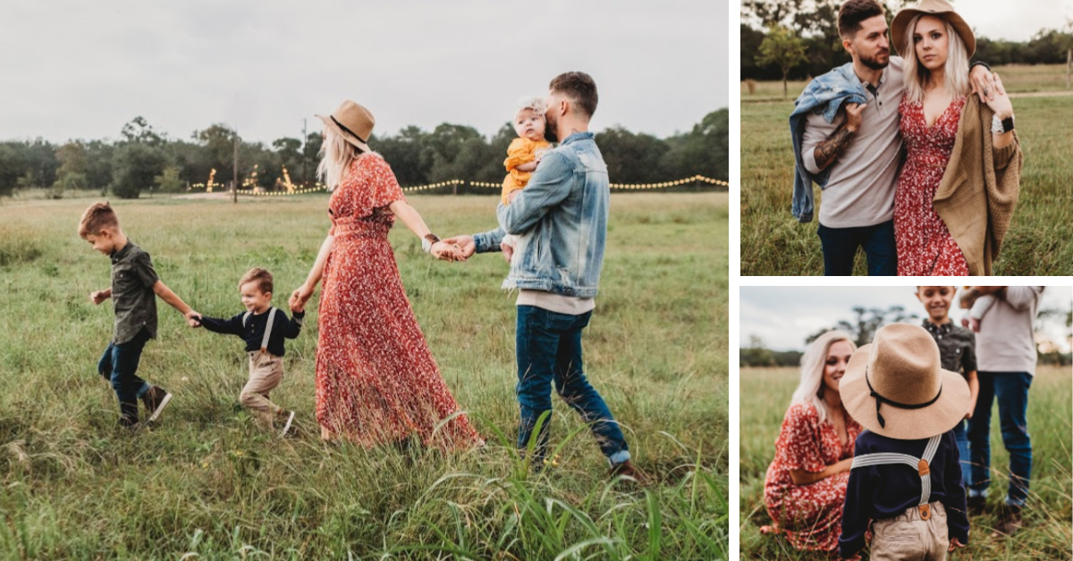 family in field