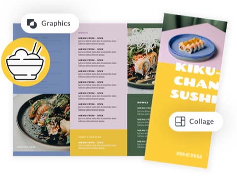 Various design elements available in PicMonkey: stock photos, graphics, fonts, and colors. 