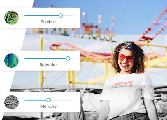 mujer riendo con diferentes efectos fotográficos