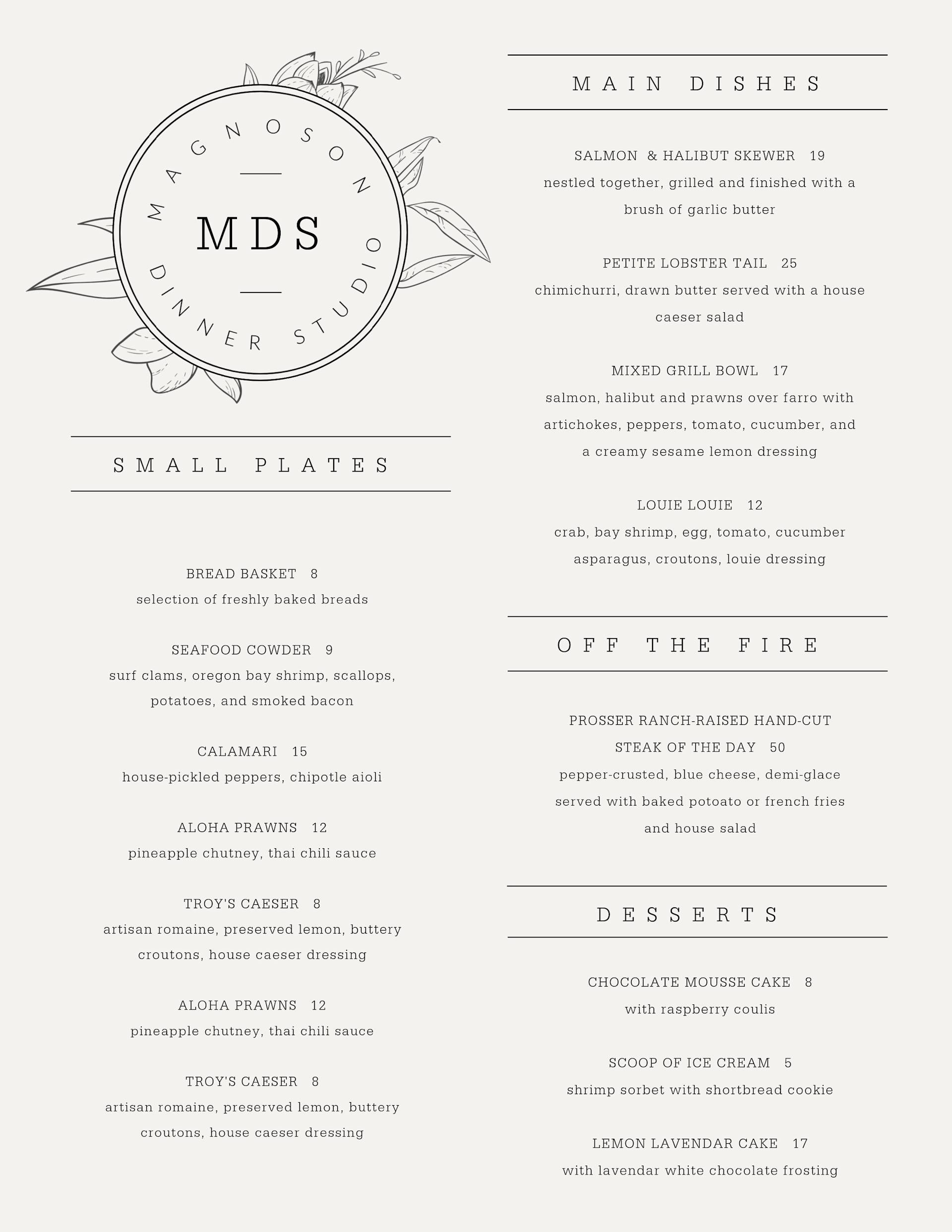 Restaurant Menu Example Two Pages Menu Templates | Create Multi-Page Menus | PicMonkey
