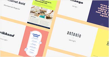 PicMonkey designs with various font pairings. 