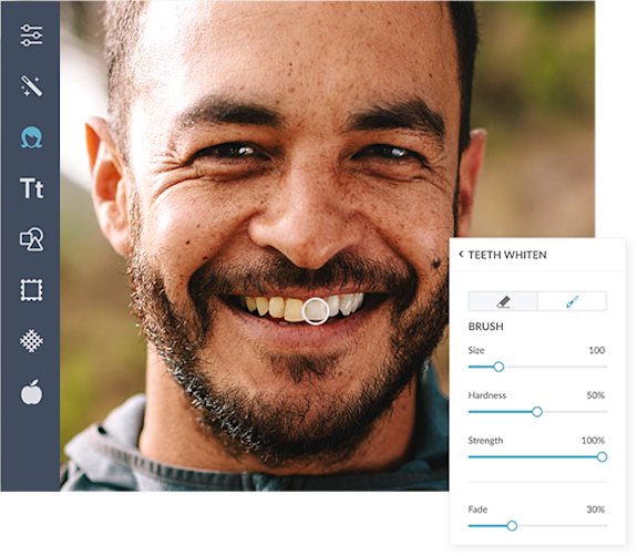 usa el efecto fotográfico para blanquear los dientes