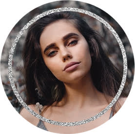 Silver glitter round profile picture design template.