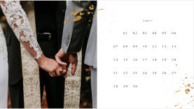 Wedding-themed monthly photo calendar creator template at PicMonkey