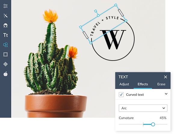 Use curved text for DIY logos