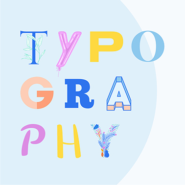 The word typography written out with different types of fun letters made in PicMonkey.