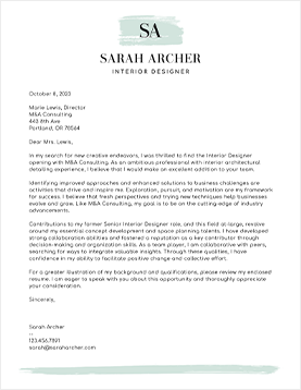 Sarah Archer - Cover Letter Template