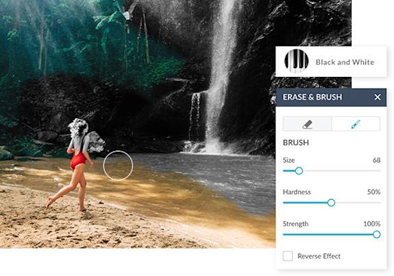 foto mostrada con efectos en color y también en blanco y negro