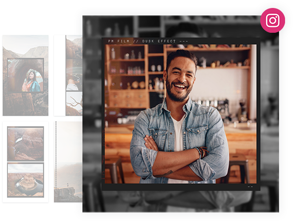 template with vintage effects for instagram posts