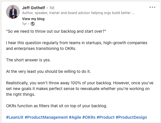 Jeff Gothelf on backlog management