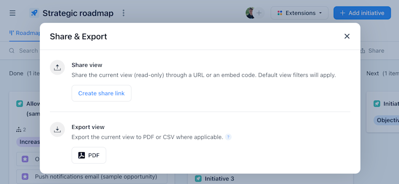 Share roadmap