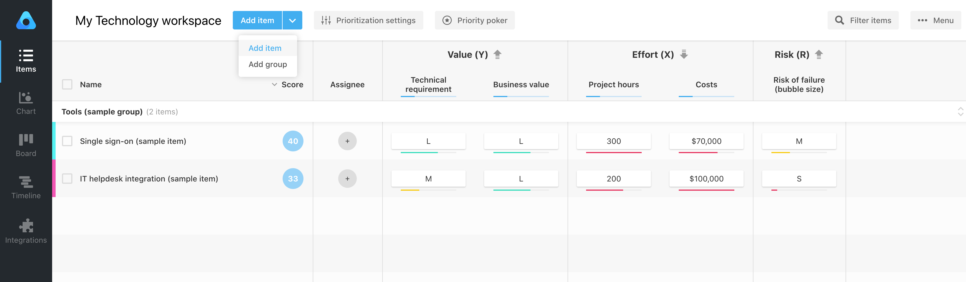 add items to your tech roadmap