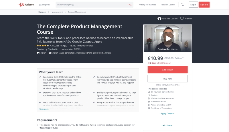 The Complete Product Management Course (Udemy)
