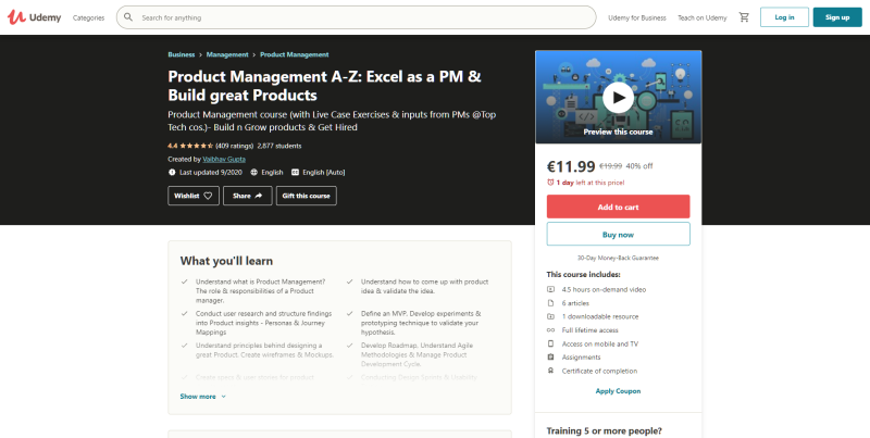 Product Management A-Z: Excel as a PM & Build great Products