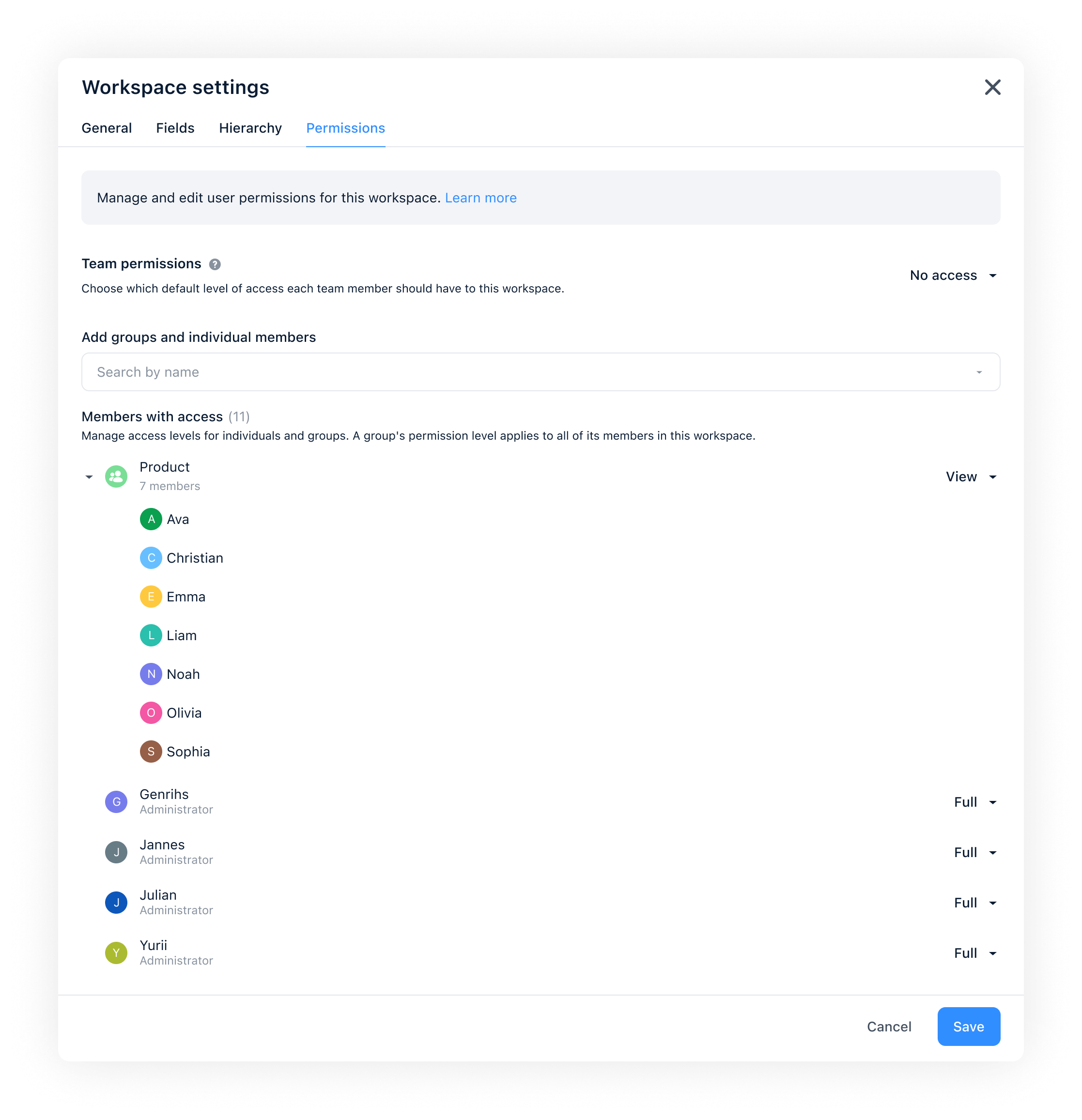 member groups – workspace settings