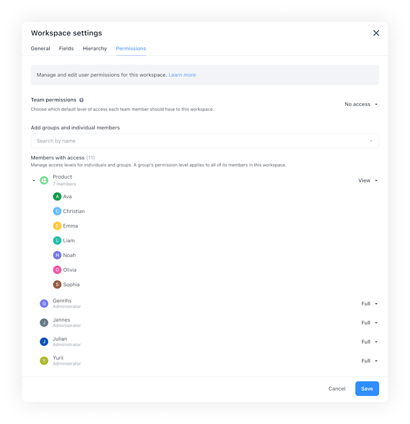member groups – workspace settings