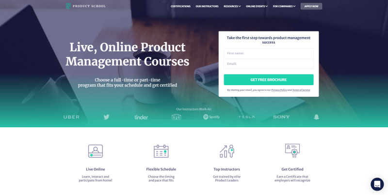Live, Online Product Management Courses
