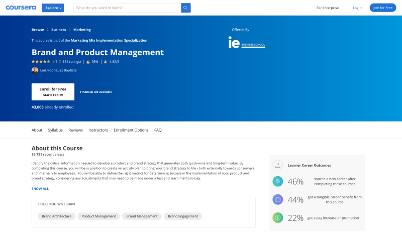 Brand and Product Management Certification Course (Coursera)