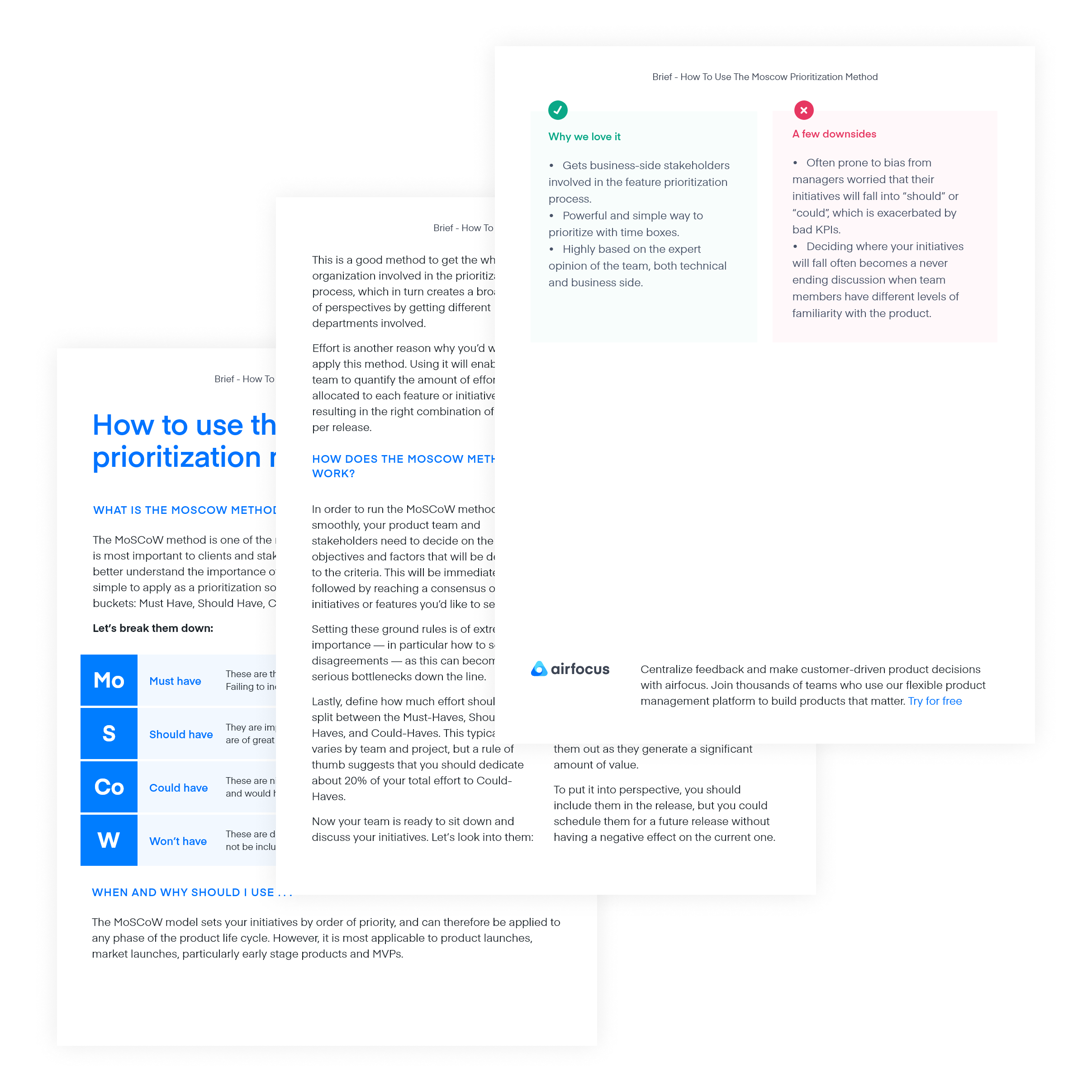 airfocus 5-min guide: How to use the MoSCoW prioritization method - content