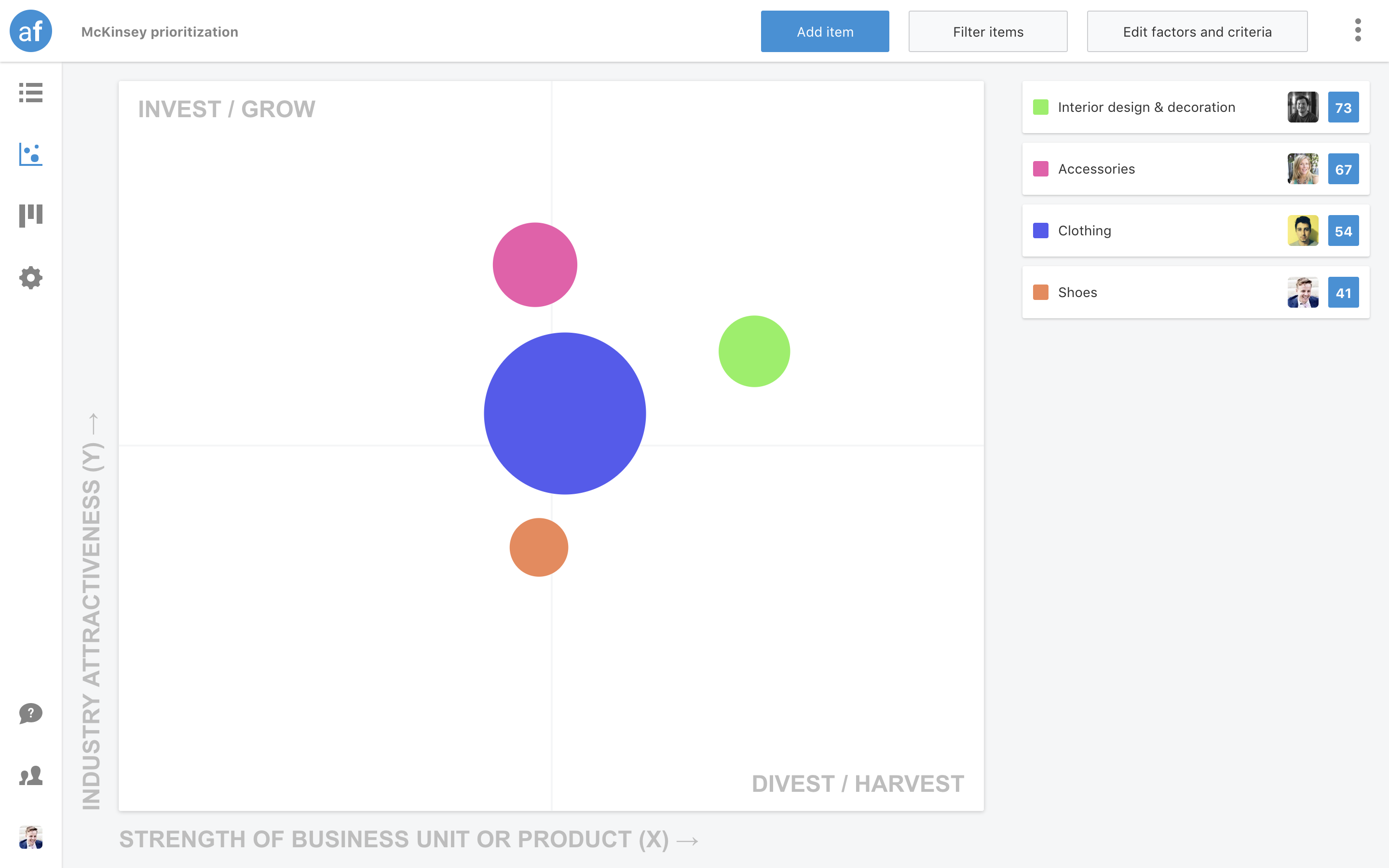 airfocus prioritization templates - McKinsey prioritization