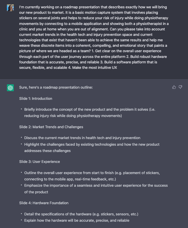 Roadmap presentation in AI