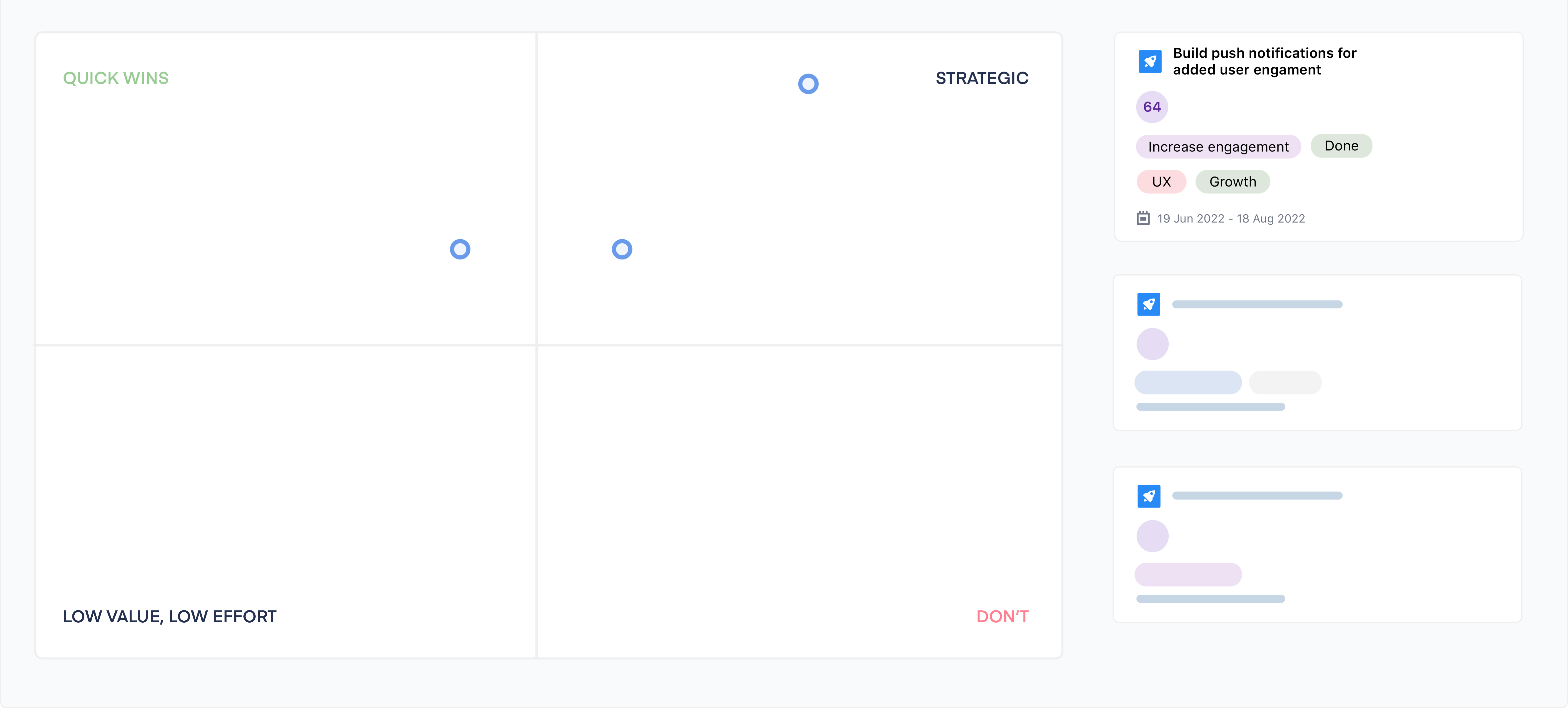 airfocus outcome-based roadmap template priority chart