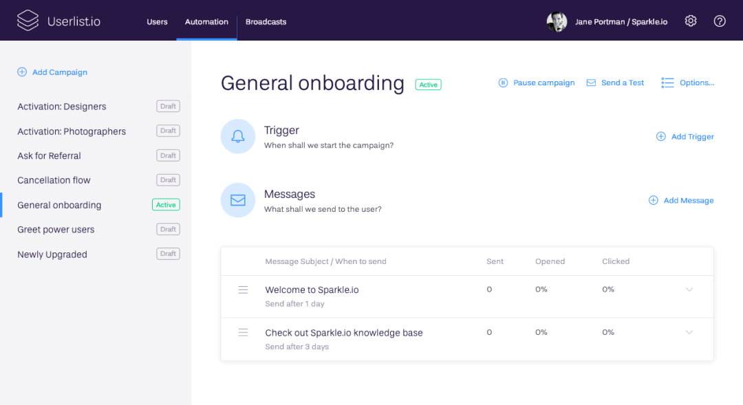 Onboard and retain your users by sending automated email campaigns