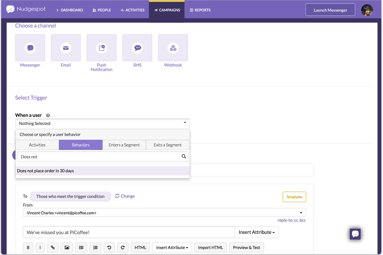 Use behavioral targeting to increase usage and purchases and identify users in danger of churning.