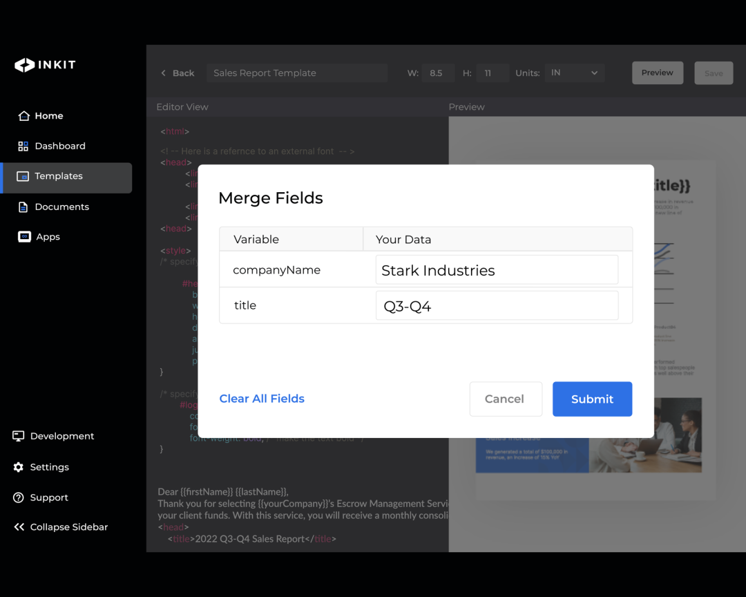 Automate and send data from Segment to fill out your template.