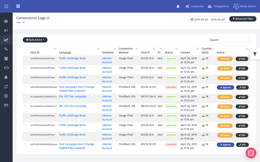 Real Time Conversion Logs