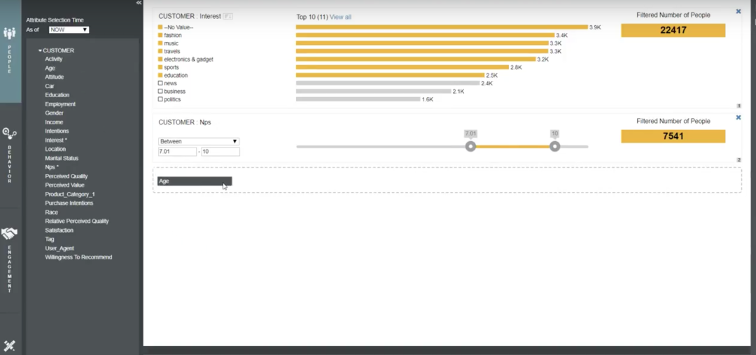 Provides customer journey insights so teams can track customer activity, age, education, and more