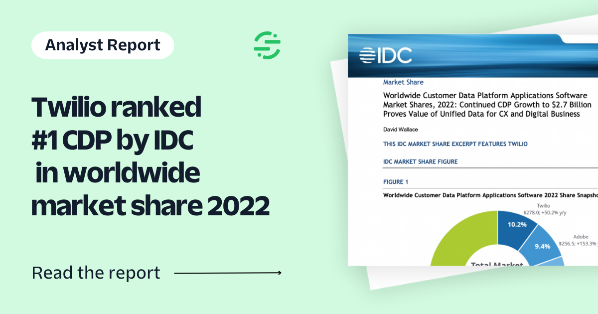 Twilio is ranked #1 Customer Data Platform by IDC 2022
