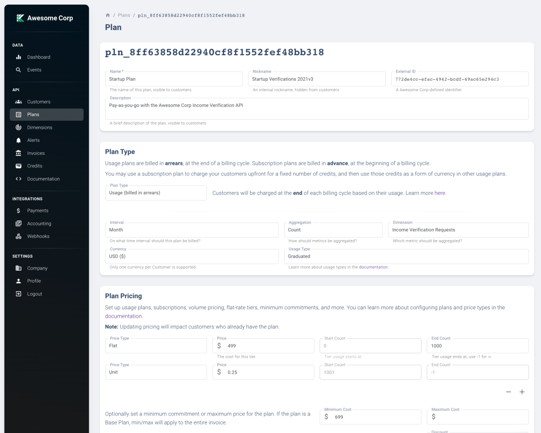 Easily create pricing plans for any business model or enterprise contract