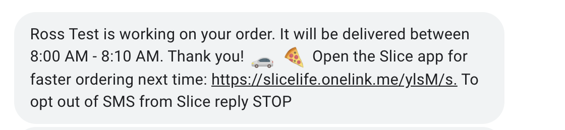 SMS Order Confirmed