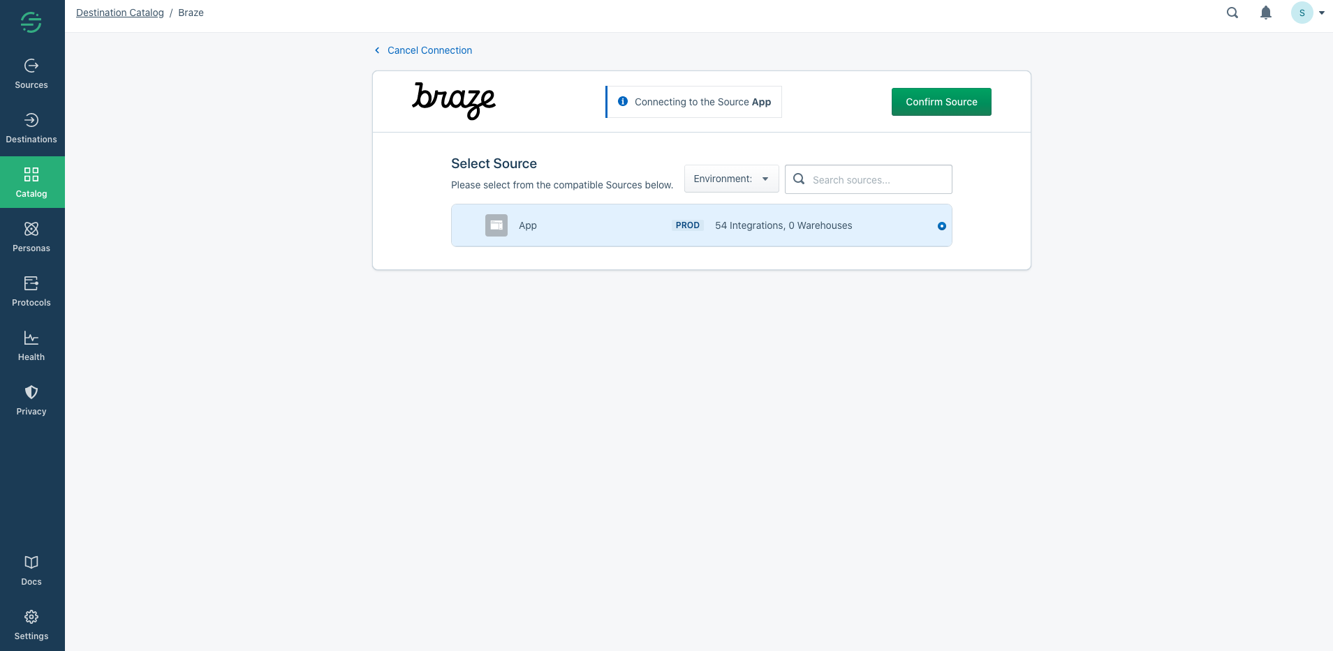 Connecting Braze Destination with your Source