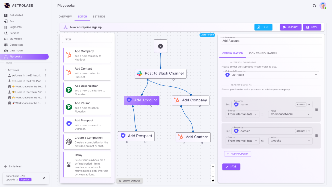 The powerful Playbook engine in action, automating sales and marketing workflows.