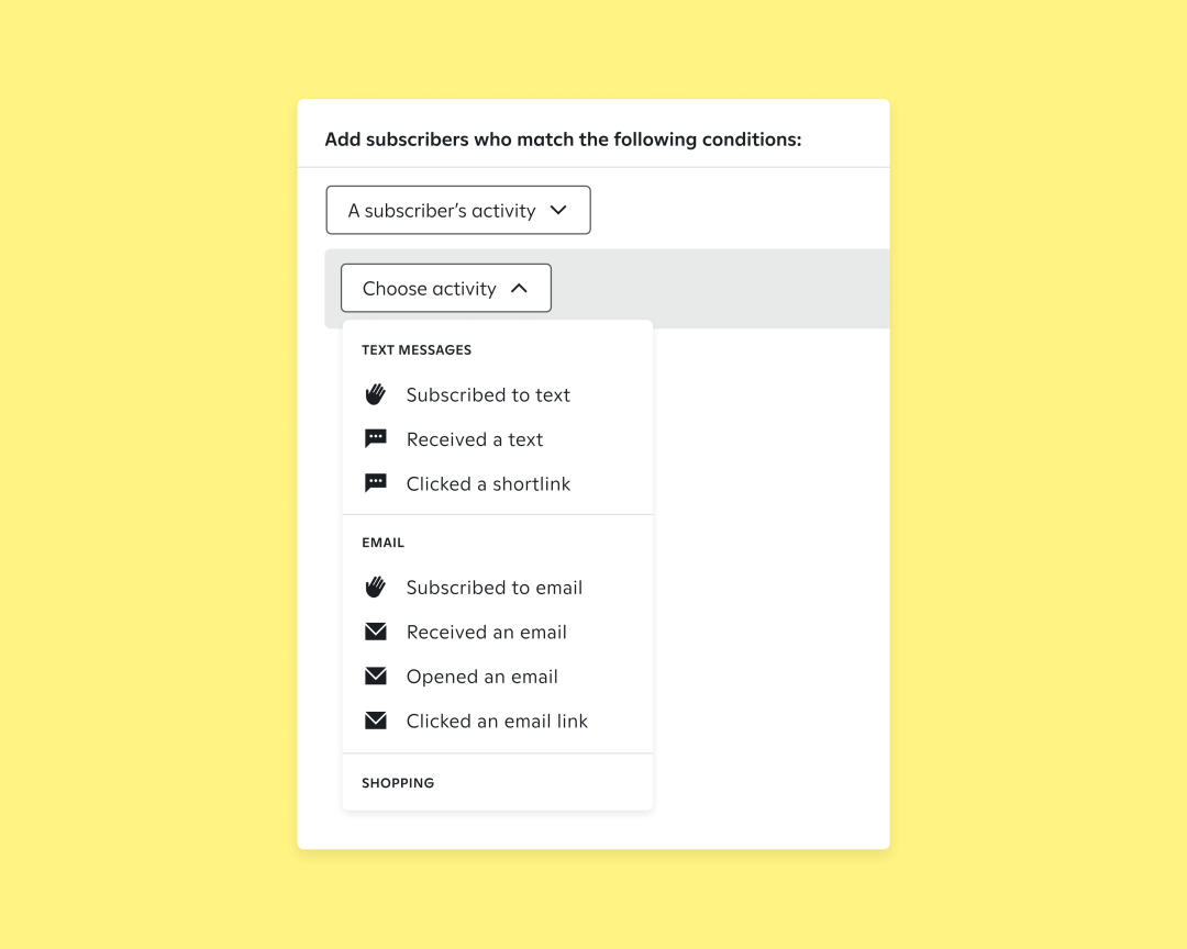 Create an audience segment based on subscriber events available in Segment.