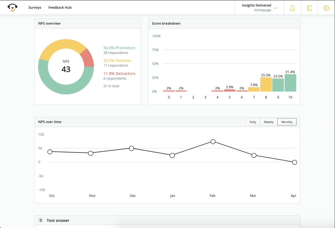 Analyze survey results in Survicate analysis dashboard, or export them to CSV/XLS files.
