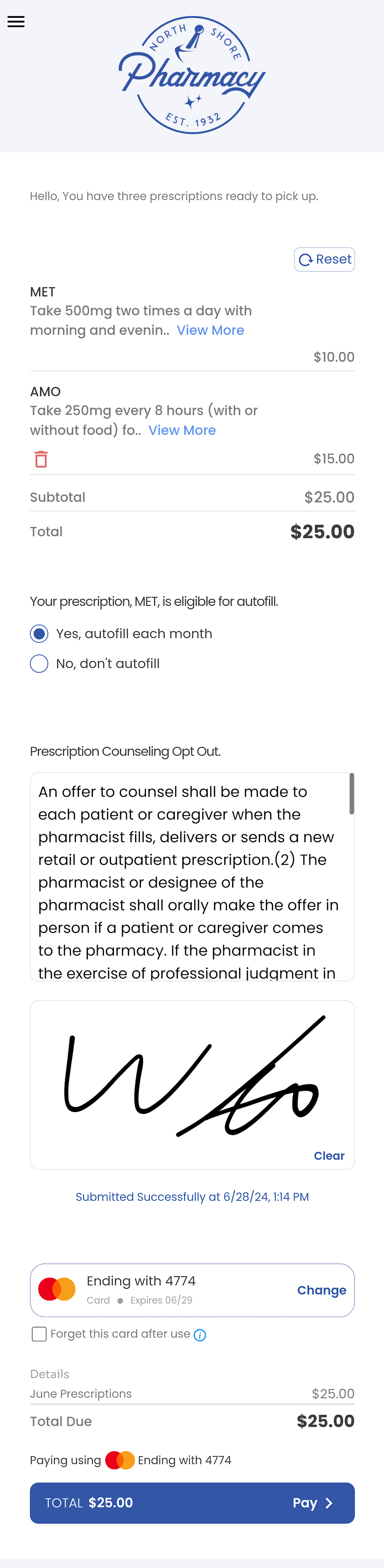 Complex orders are easily handled in Authvia interface.