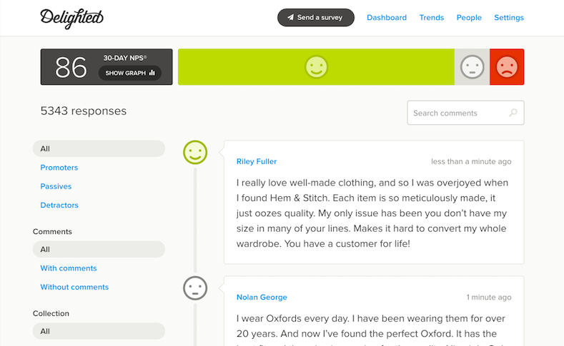 View all customer feedback in one dashboard.