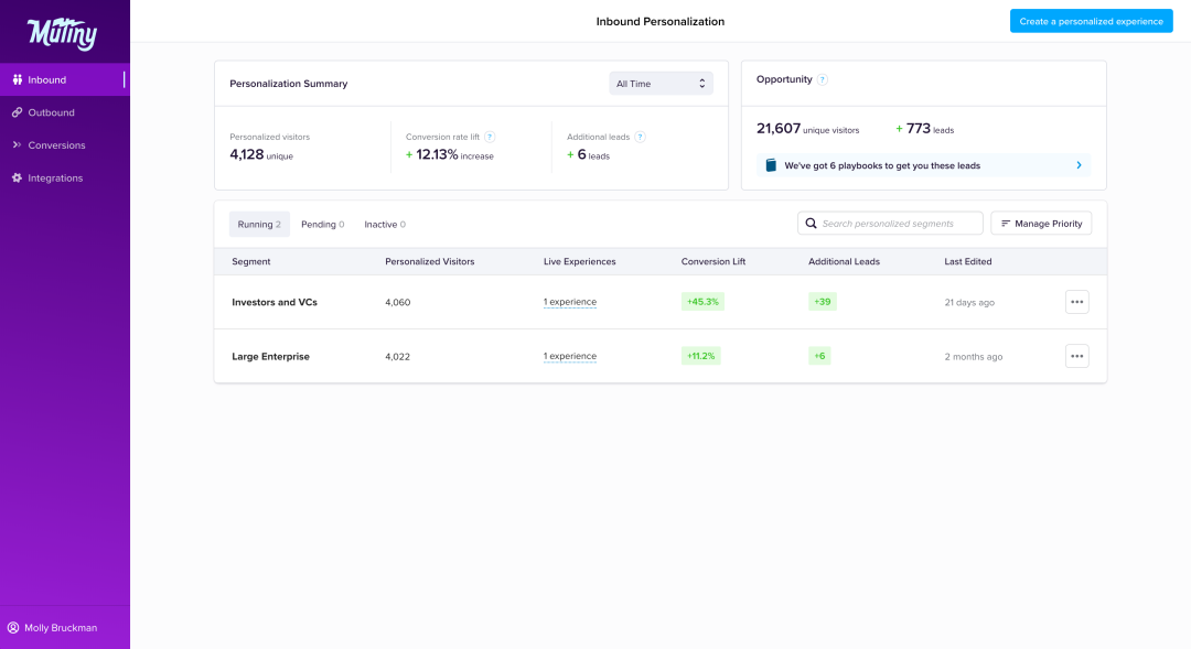 Analyze your segment performance and overall personalization impact across your entire website